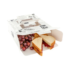 Cater Tek Square Newsprint Paper Cake / Lunch Box - with Pop-Up Handle, Window - 9