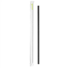 STRAWZY Black Paper Straw - Wrapped, Biodegradable, 7.5mm - 10