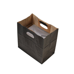 Bag Tek Rectangle Black Paper Take Out Bag - with Handles - 11