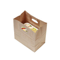 Bag Tek Rectangle Kraft Paper Take Out Bag - with Handles - 11