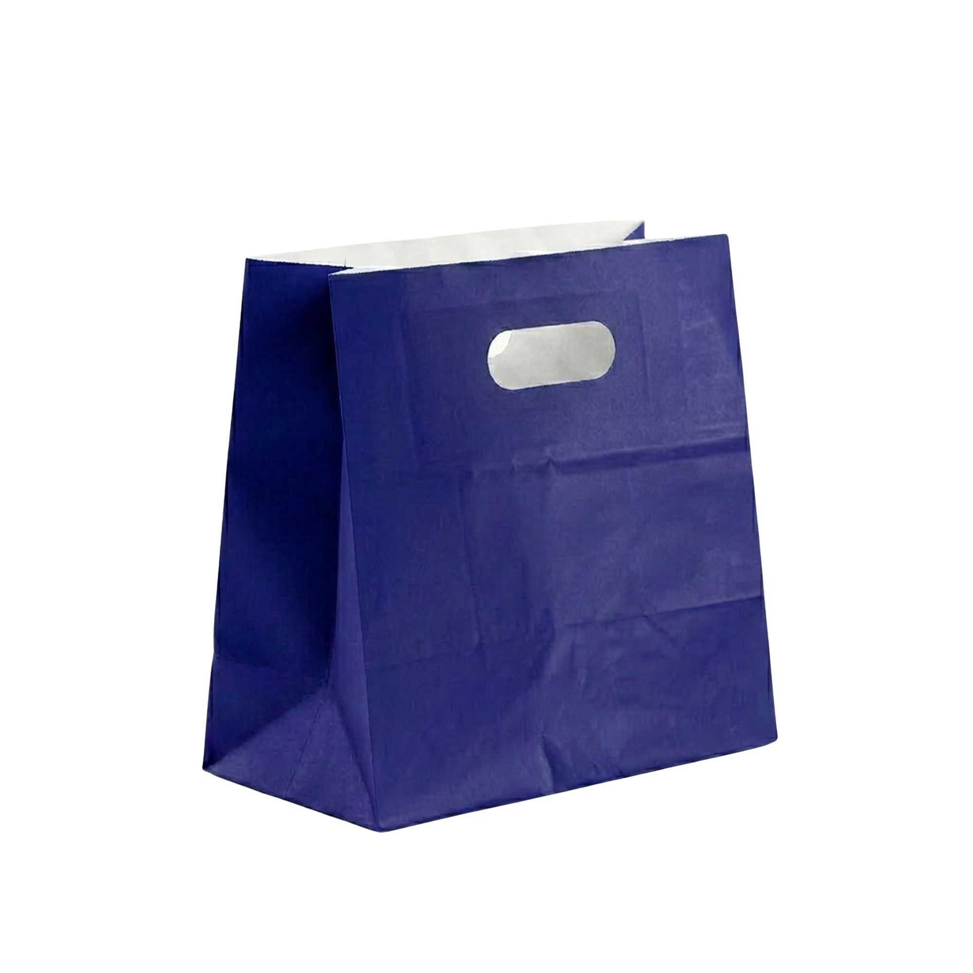 Bag Tek Rectangle Purple Paper Take Out Bag - with Handles - 11" x 7" x 11" - 100 count box
