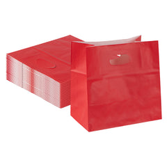 Bag Tek Rectangle Red Paper Take Out Bag - with Handles - 11
