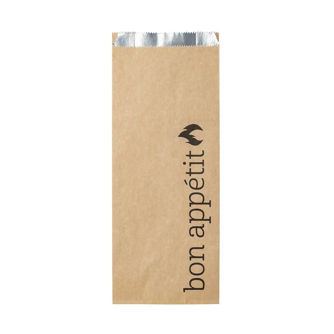Bag Tek Kraft Paper Printed Foil Bag - Pint Size, Bon Appetit - 4 1/2" x 2" x 11 1/2" - 1000 count box