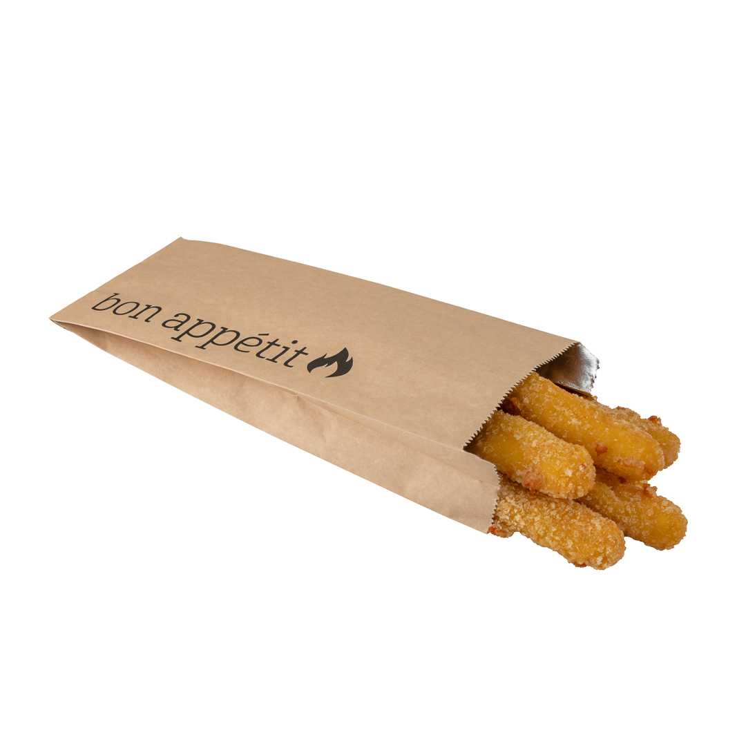 Bag Tek Kraft Paper Printed Foil Bag - Pint Size, Bon Appetit - 4 1/2" x 2" x 11 1/2" - 1000 count box
