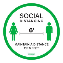 RW Smart Round Green Social Distancing Floor / Wall Decal - Maintain a Distance - 15