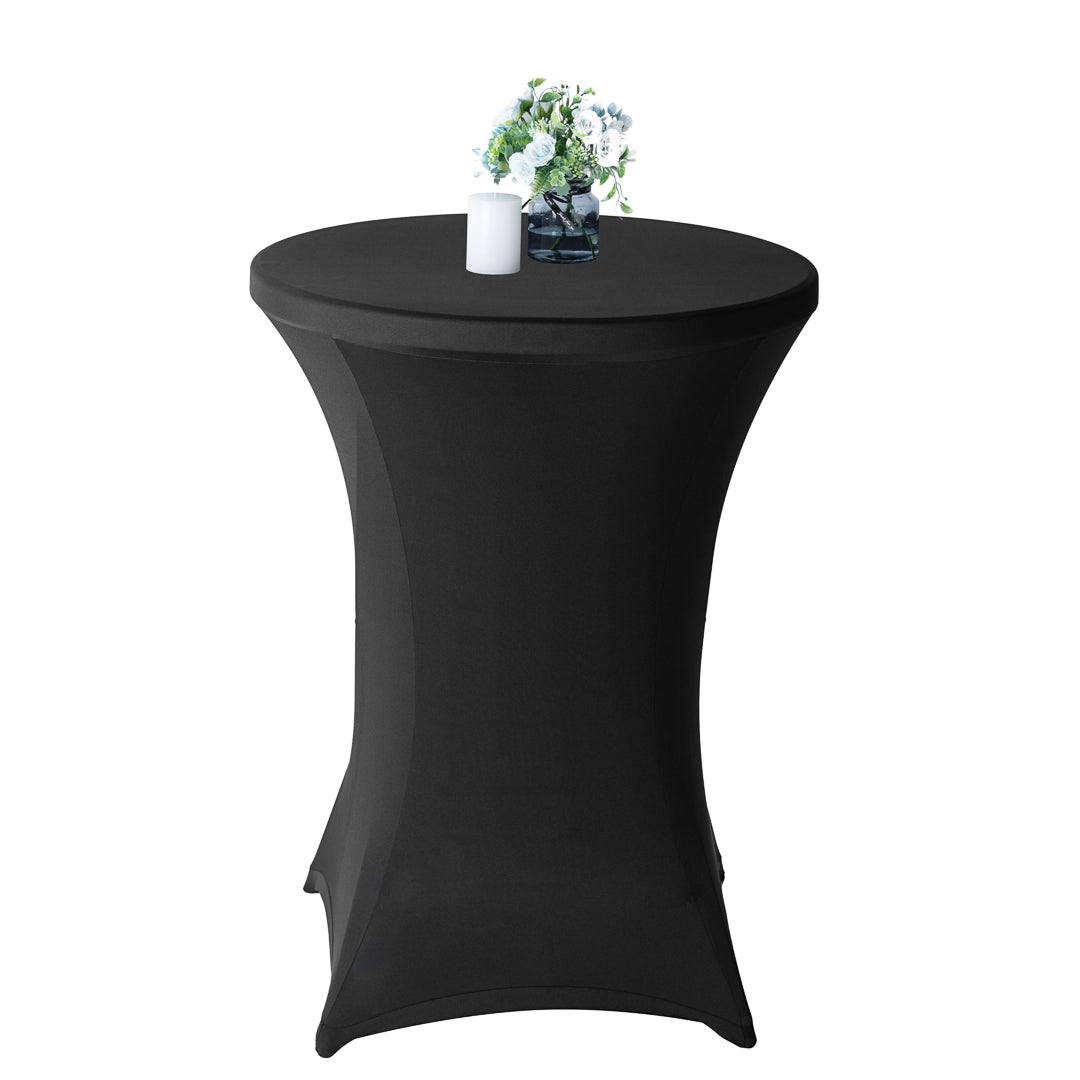 Table Tek Round Black Polyester Table Cover - Bar Height - 32" - 10 count box