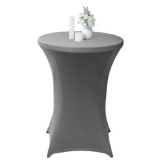 Table Tek Round Charcoal Gray Spandex Table Cover - Bar Height - 32