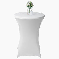 Table Tek Round White Spandex Table Cover - Bar Height - 32