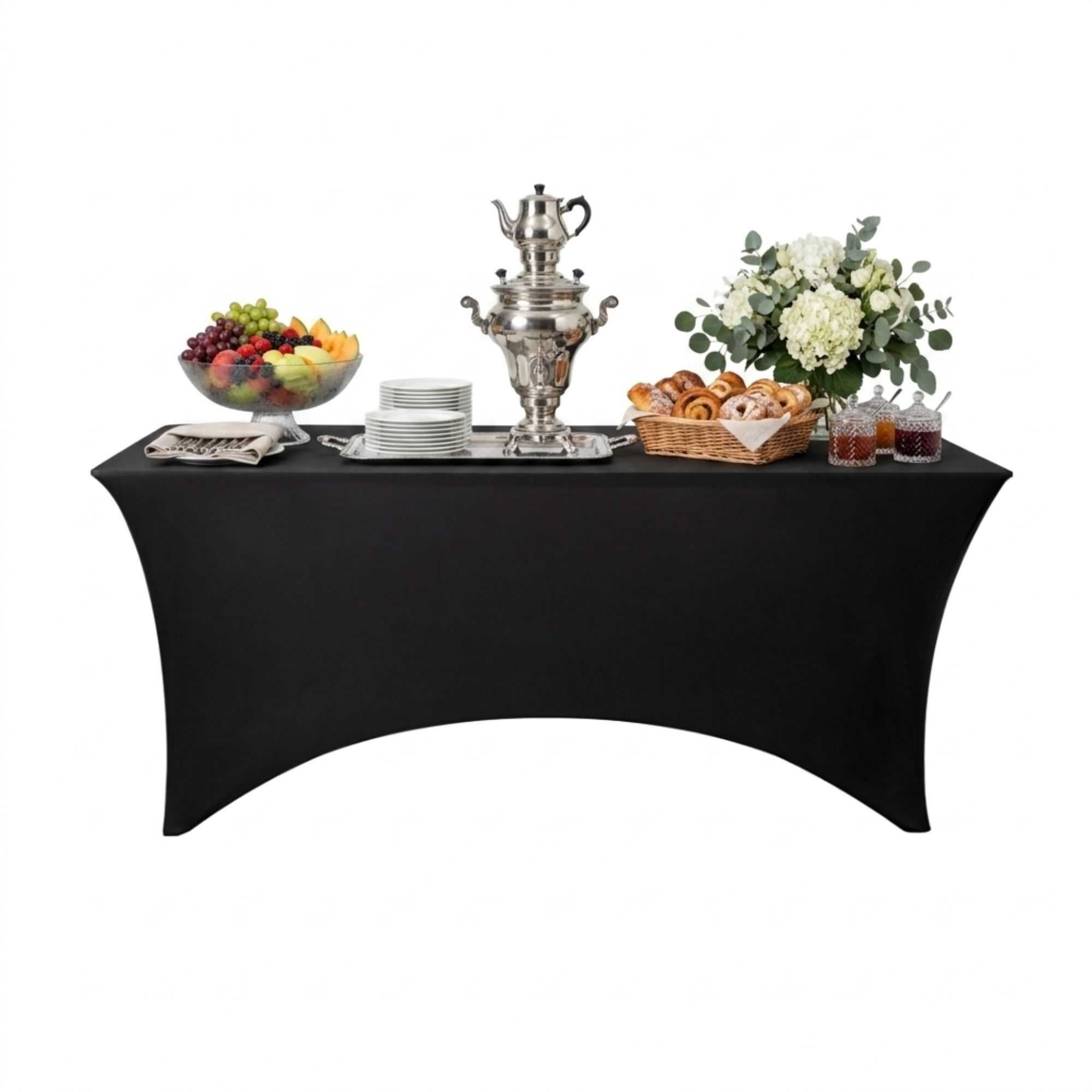 Table Tek Rectangle Black Spandex Table Cover - Contour Cut - 72" x 30" - 20 count box