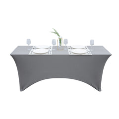 Table Tek Rectangle Charcoal Gray Spandex Table Cover - Contour Cut - 72