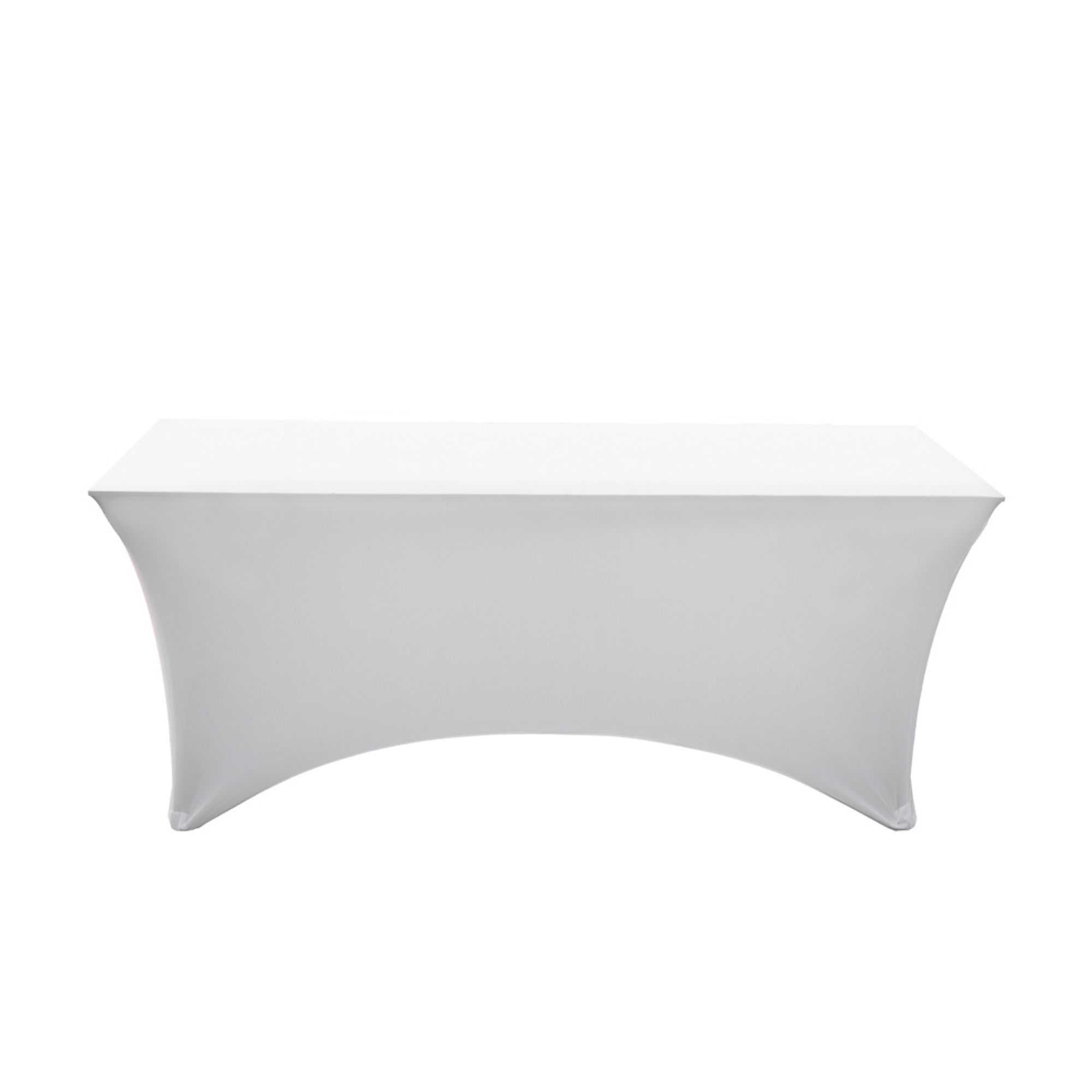 Table Tek Rectangle White Spandex Table Cover - Contour Cut - 72" x 30" - 10 count box