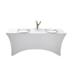 Table Tek Rectangle White Spandex Table Cover - Contour Cut - 72