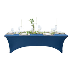 Table Tek Rectangle Blue Spandex Table Cover - Contour Cut - 96