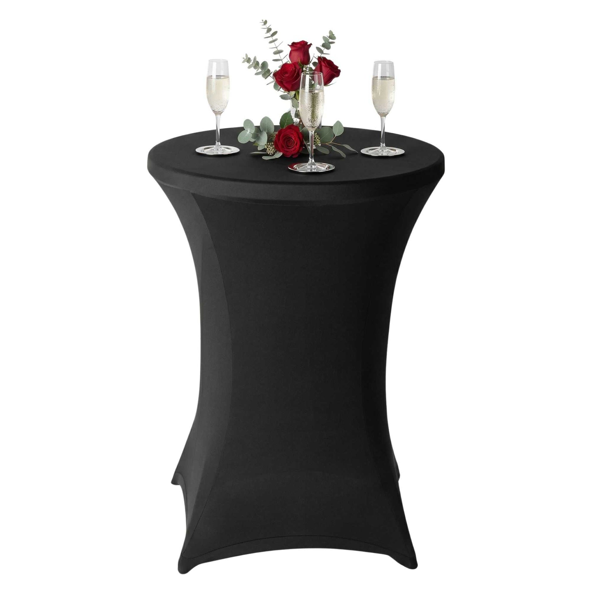 Table Tek Round Black Polyester Table Cover - Bar Height - 36" - 10 count box