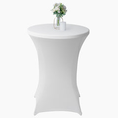 Table Tek Round White Spandex Table Cover - Bar Height - 36