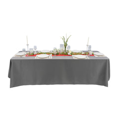 Table Tek Rectangle Gray Polyester Cloth Table Cover - Hemmed - 90