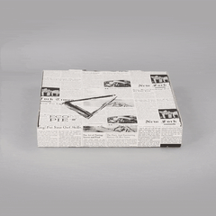 Eco Pie Newsprint and White Paper Corrugated Pizza Box - Repurpose for Plates - 10 3/4