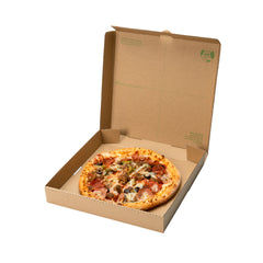 Eco Pie Kraft and Green Paper Corrugated Pizza Box - Repurpose for Plates - 12 1/2