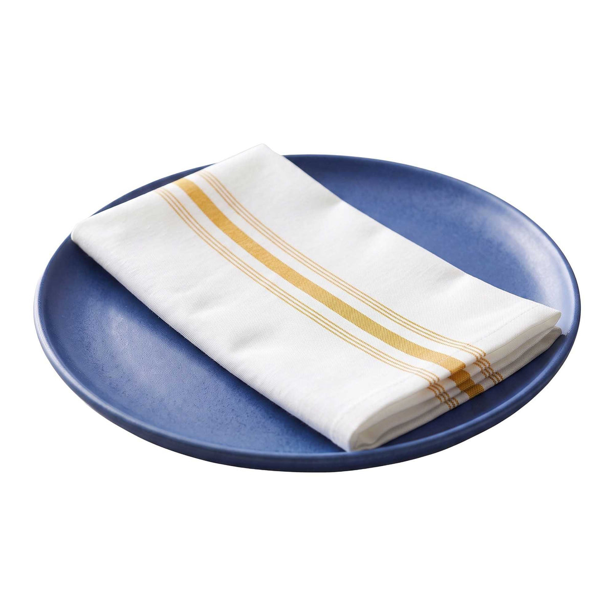 Luxenap White Woven Cloth Bistro Napkin - Yellow Stripe - 18 1/2" x 22 3/4" - 10 count box