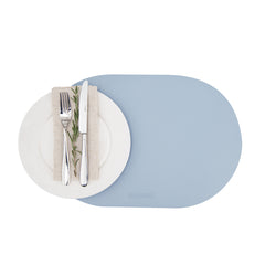 Oval Light Blue Vinyl Placemat - Embossed - 17 3/4