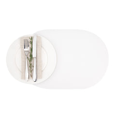 Oval White Vinyl Placemat - Embossed - 17 3/4