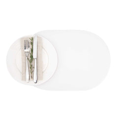 Chef 101 Oval White Vinyl Placemat - Embossed - 17 3/4