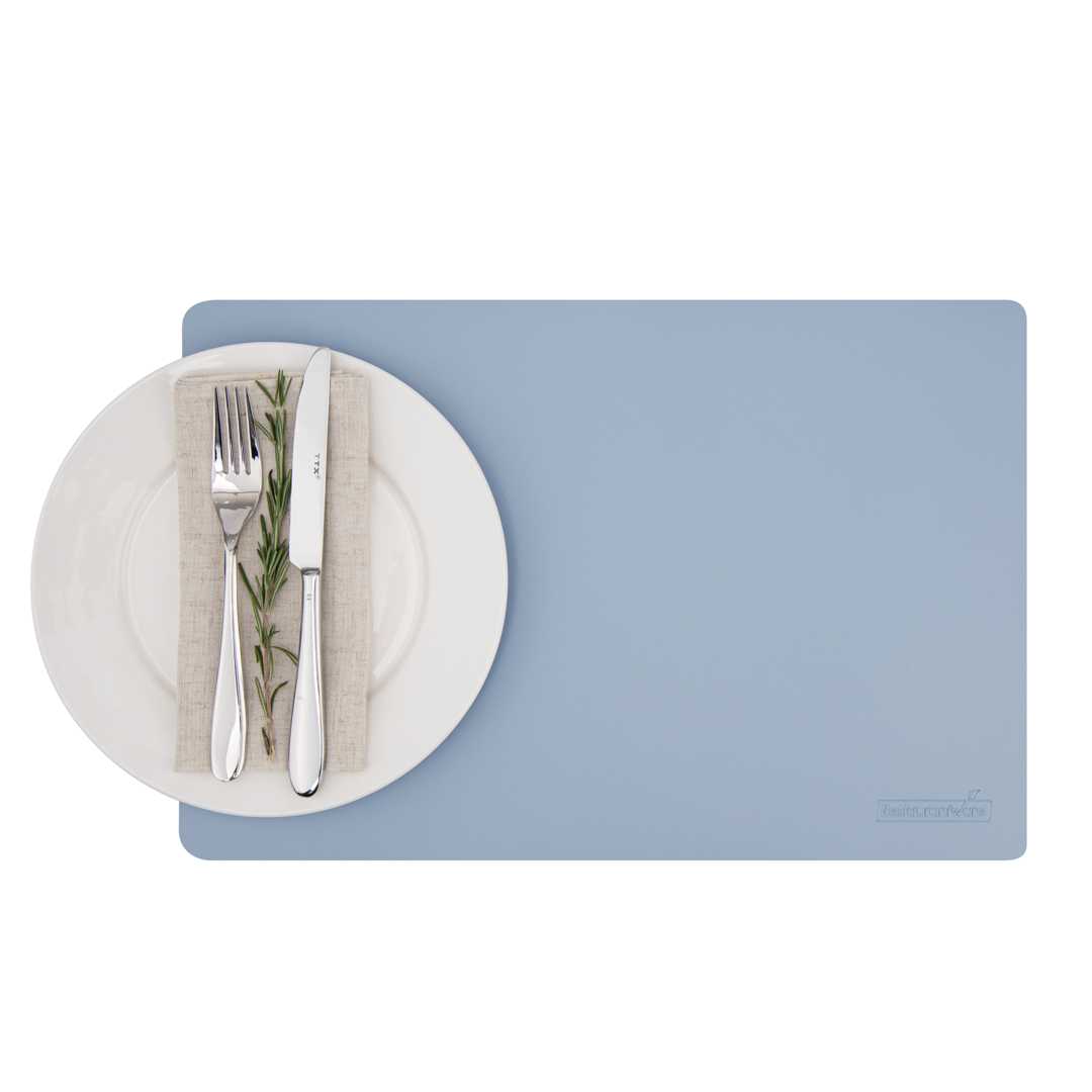 Chef 101 Rectangle Light Blue Vinyl Placemat - Embossed - 17 3/4" x 12" - 84 count box