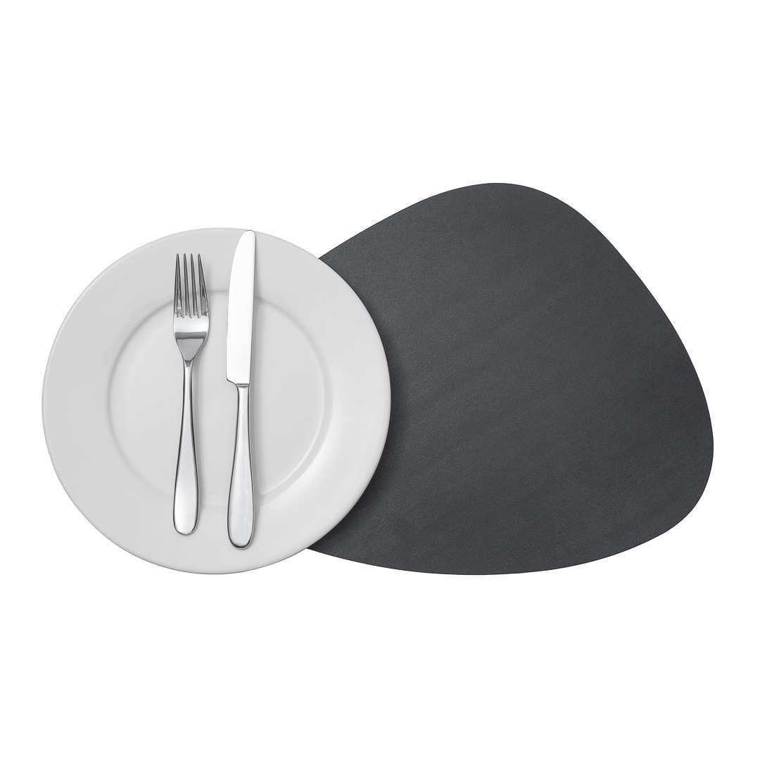 Chef 101 Egg-Shaped Black Vinyl Placemat - Embossed - 16" x 12" - 84 count box