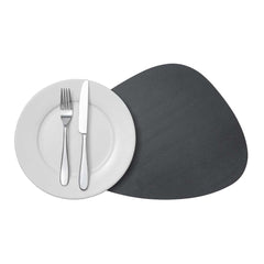 Chef 101 Egg-Shaped Black Vinyl Placemat - Embossed - 16
