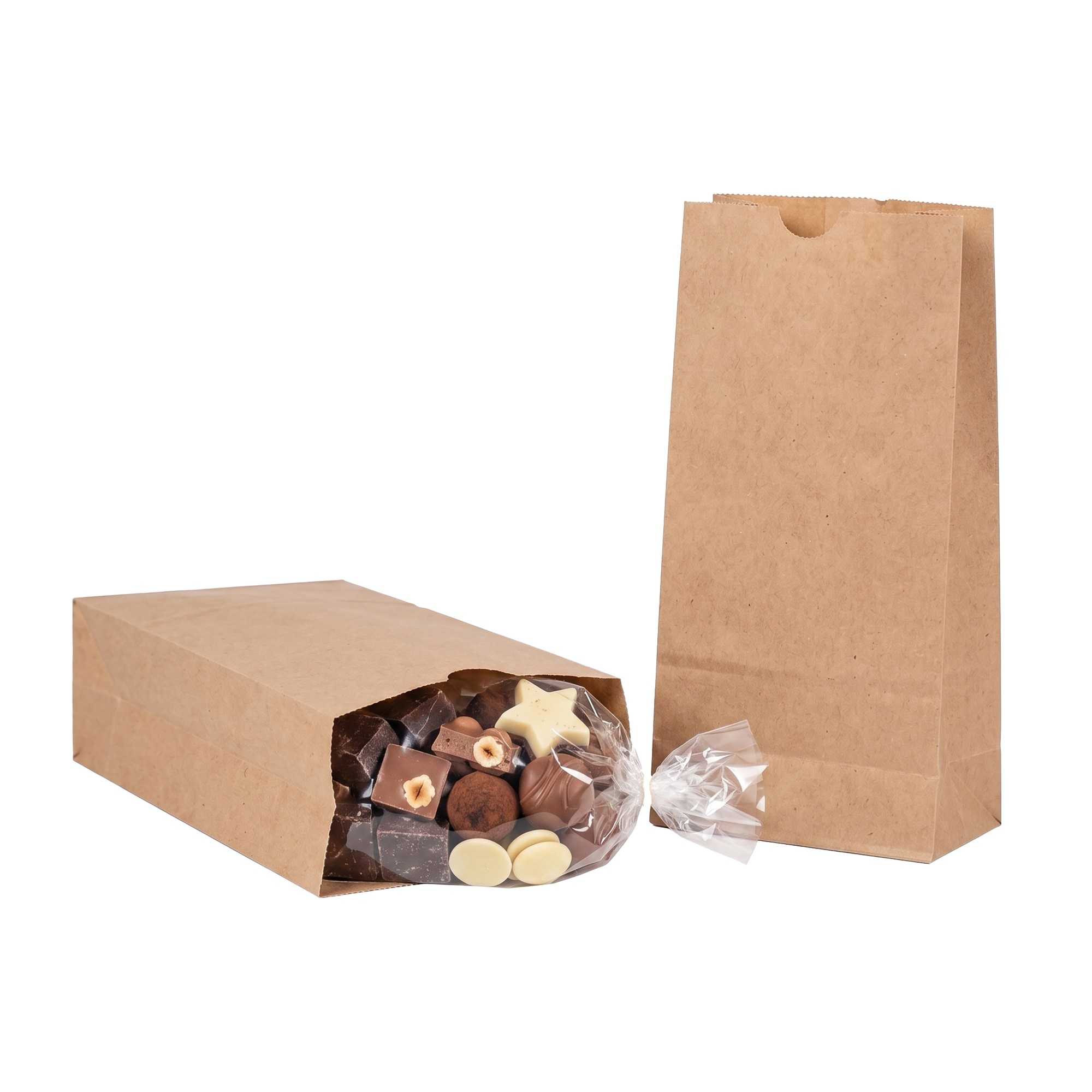 Bag Tek Kraft Paper Bag - 2 lb - 4 1/4" x 2 1/4" x 8 1/2" - 100 count box