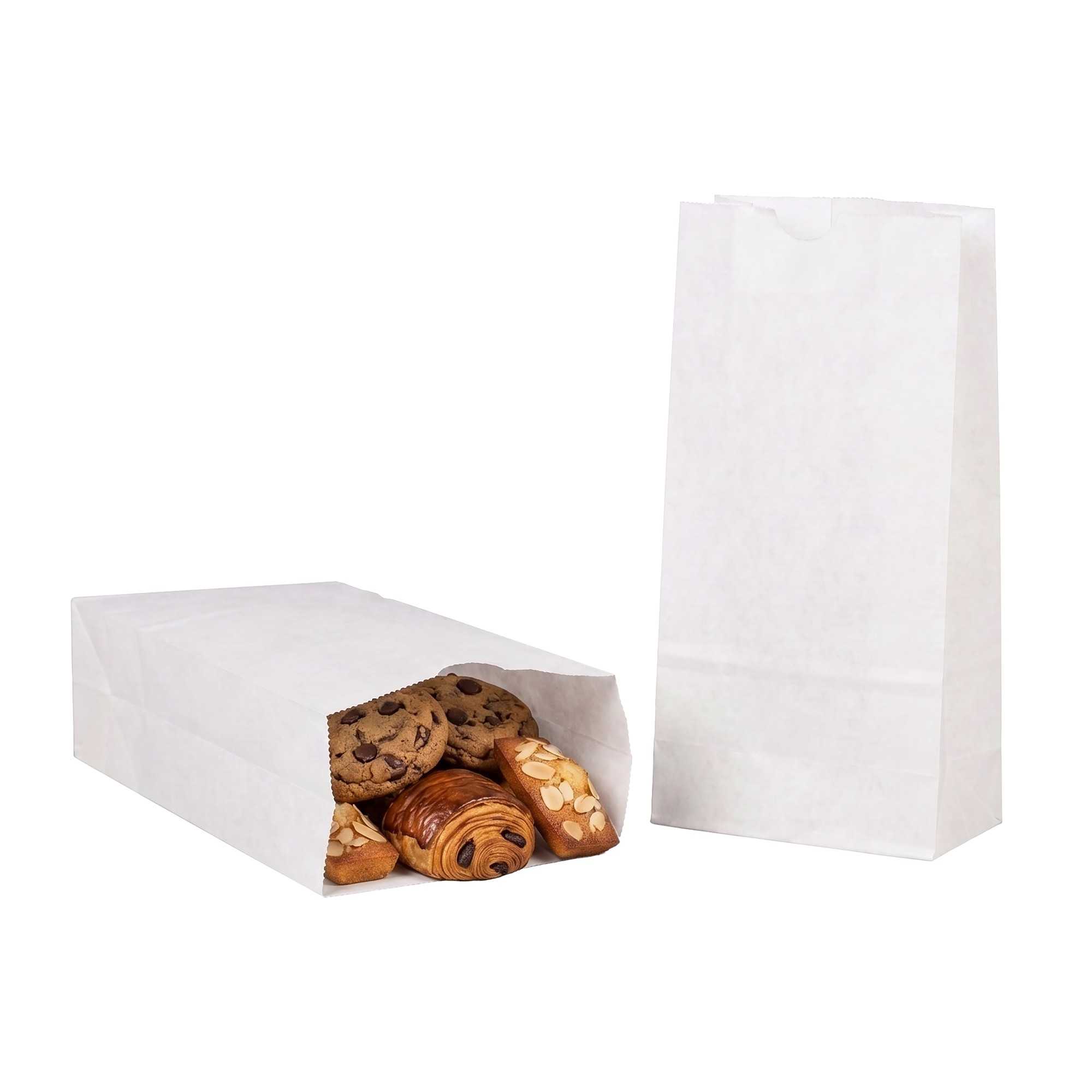 Bag Tek White Paper Bag - 2 lb - 4 1/4" x 2 1/4" x 8 1/2" - 100 count box