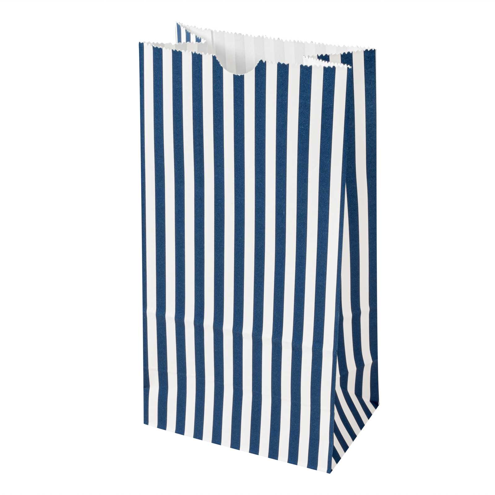 Bag Tek Blue and White Stripe Paper Bag - 4 lb - 5" x 3 1/4" x 9 1/2" - 1000 count box