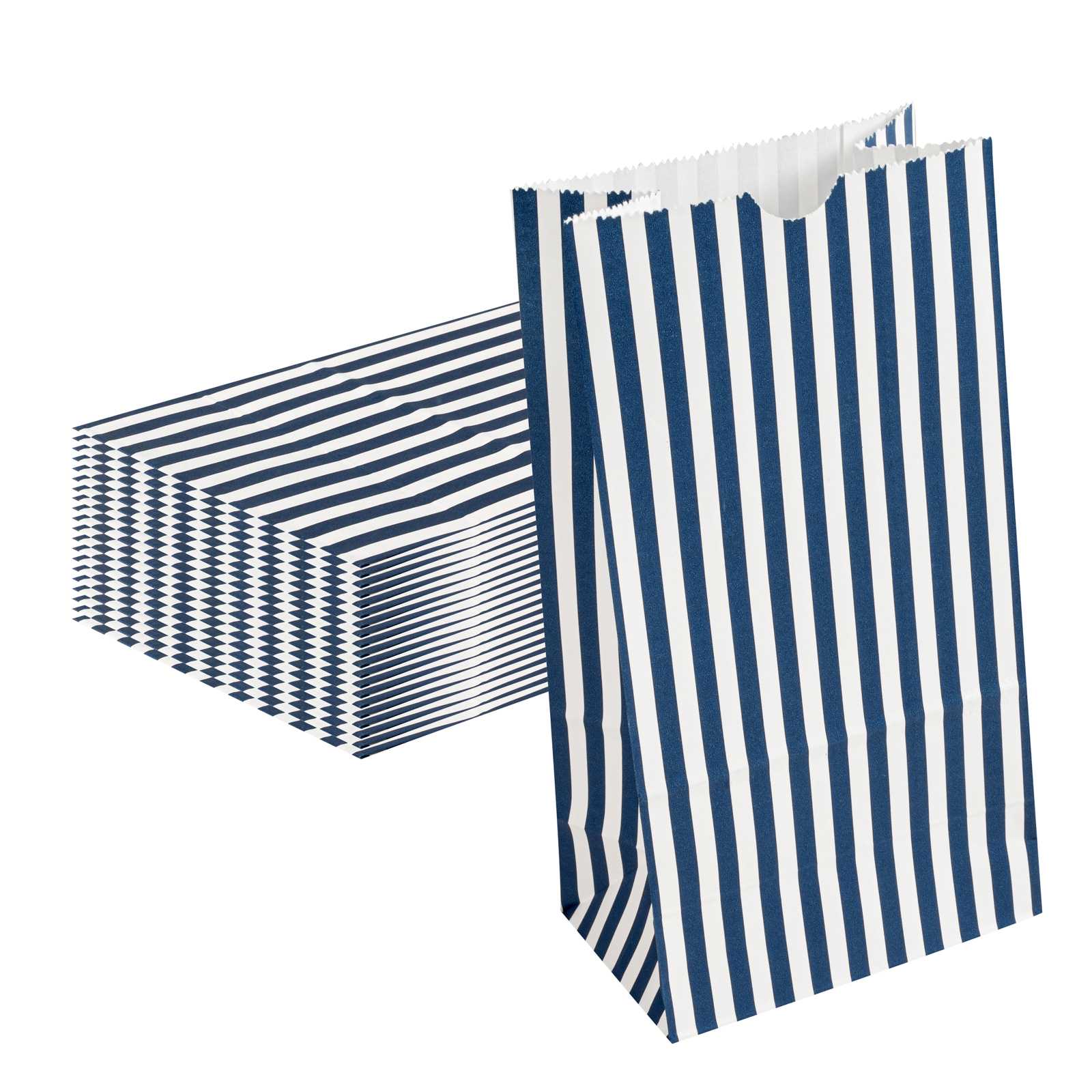 Bag Tek Blue and White Stripe Paper Bag - 4 lb - 5" x 3 1/4" x 9 1/2" - 1000 count box