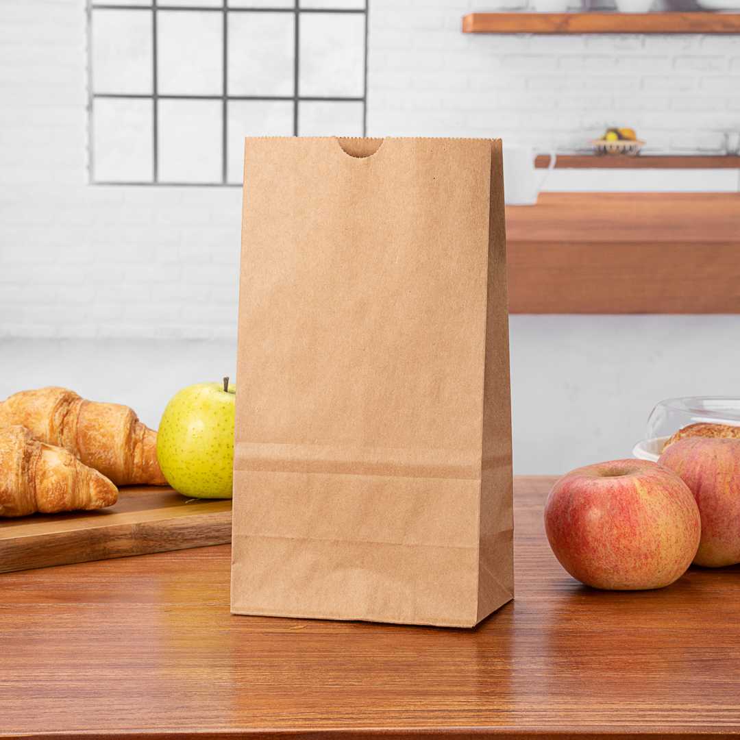 Bag Tek Kraft Paper Bag - 4 lb - 5" x 3 1/4" x 9 1/2" - 1000 count box