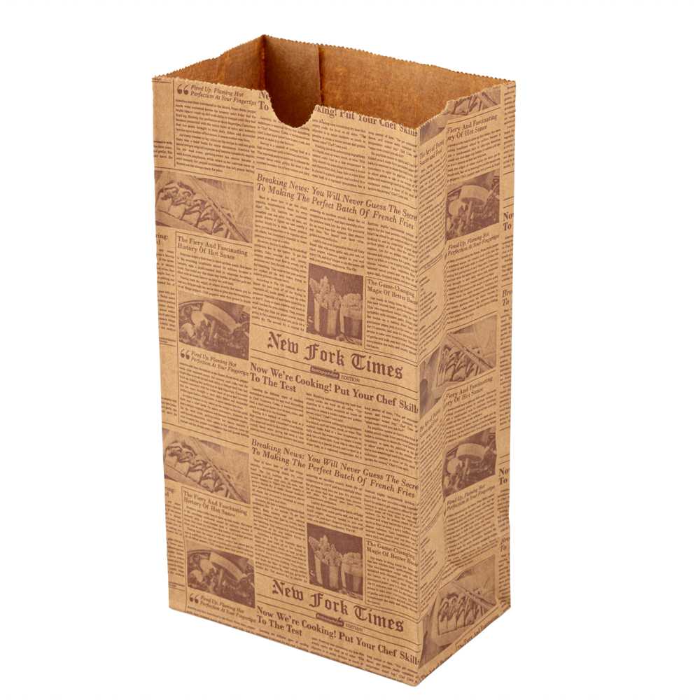 Bag Tek Kraft Newsprint Paper Bag - 4 lb - 5" x 3 1/4" x 9 1/2" - 1000 count box