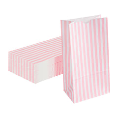 Bag Tek Pink and White Stripe Paper Bag - 4 lb - 5