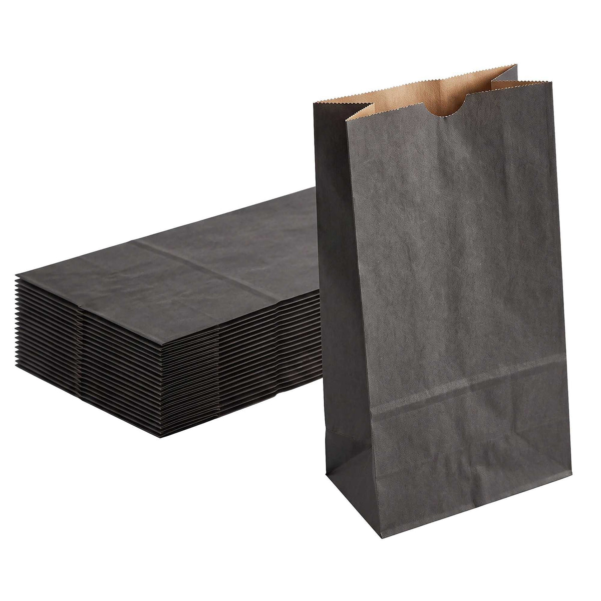Bag Tek Black Paper Bag - 6 lb - 6" x 3 1/2" x 10 3/4" - 100 count box