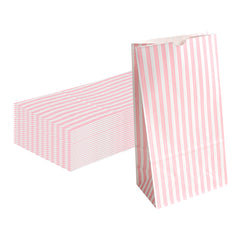Bag Tek Pink and White Stripe Paper Bag - 6 lb - 6