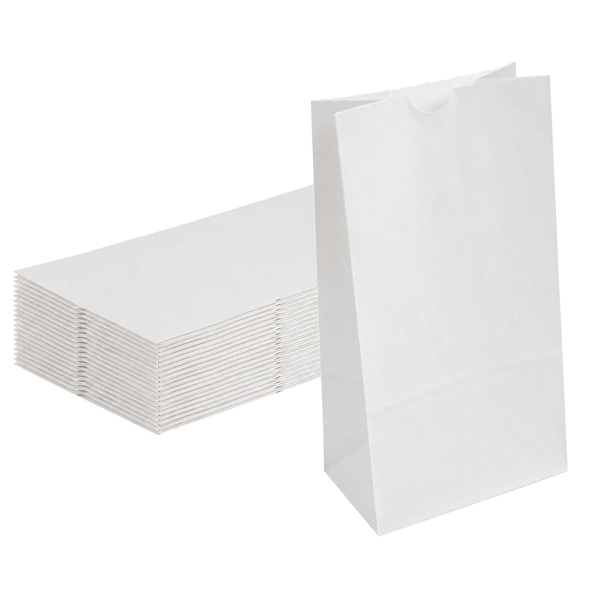 Bag Tek White Paper Bag - 6 lb - 6" x 3 1/2" x 10 3/4" - 100 count box