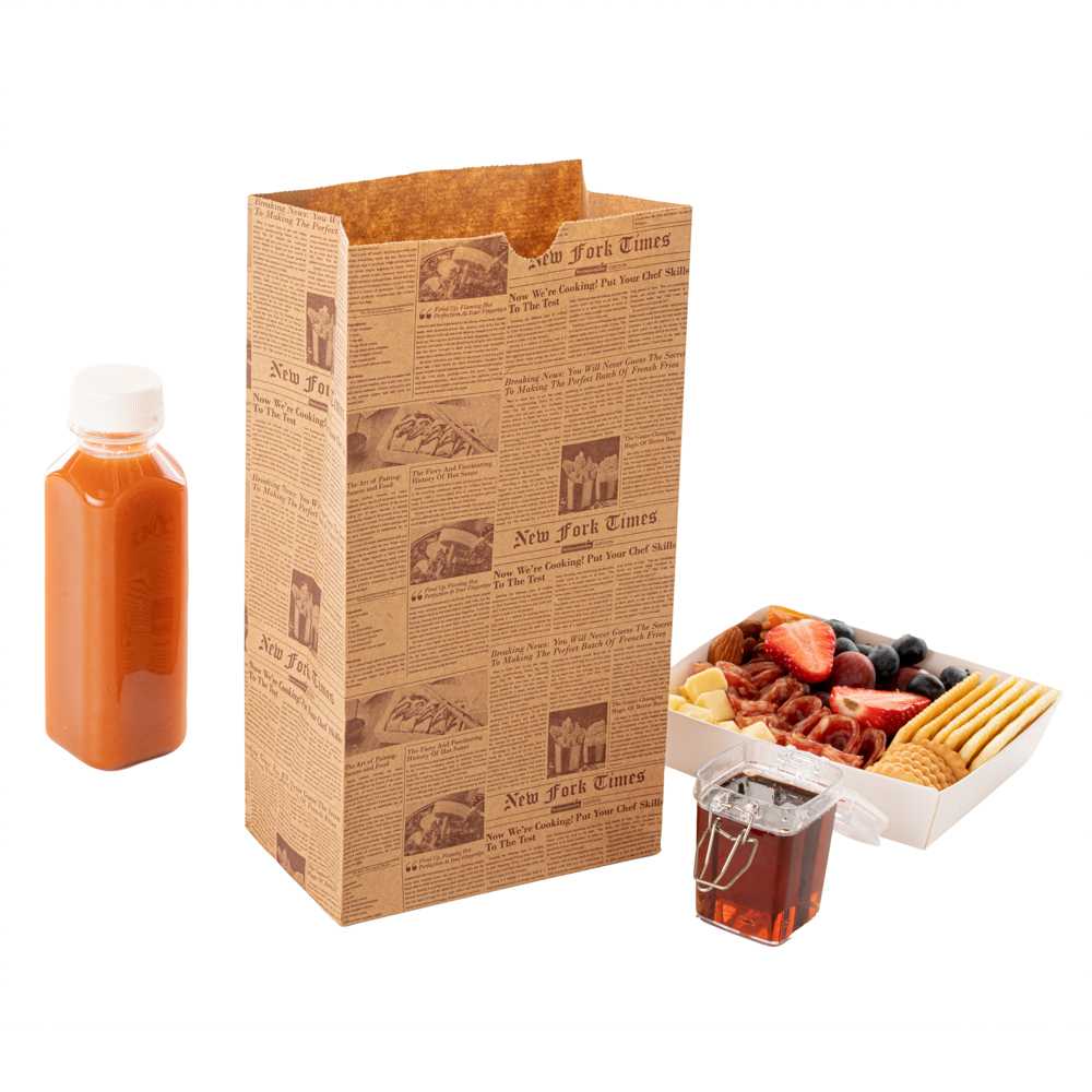 Bag Tek Kraft Newsprint Paper Bag - 8 lb - 6" x 4" x 11 3/4" - 1000 count box