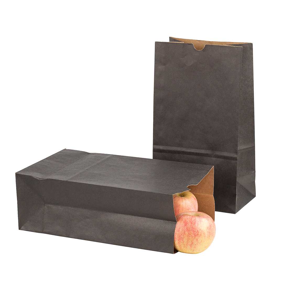 Bag Tek Black Paper Bag - 12 lb - 7" x 4 1/4" x 12 1/2" - 1000 count box