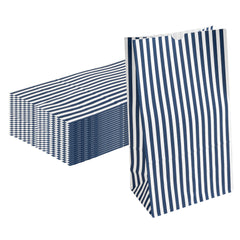 Bag Tek Blue and White Stripe Paper Bag - 12 lb - 7
