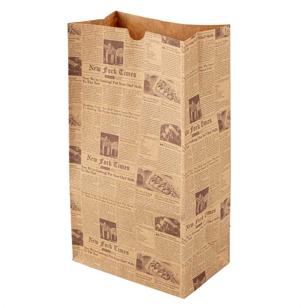 Bag Tek Kraft Newsprint Paper Bag - 12 lb - 7" x 4 1/4" x 12 1/2" - 1000 count box