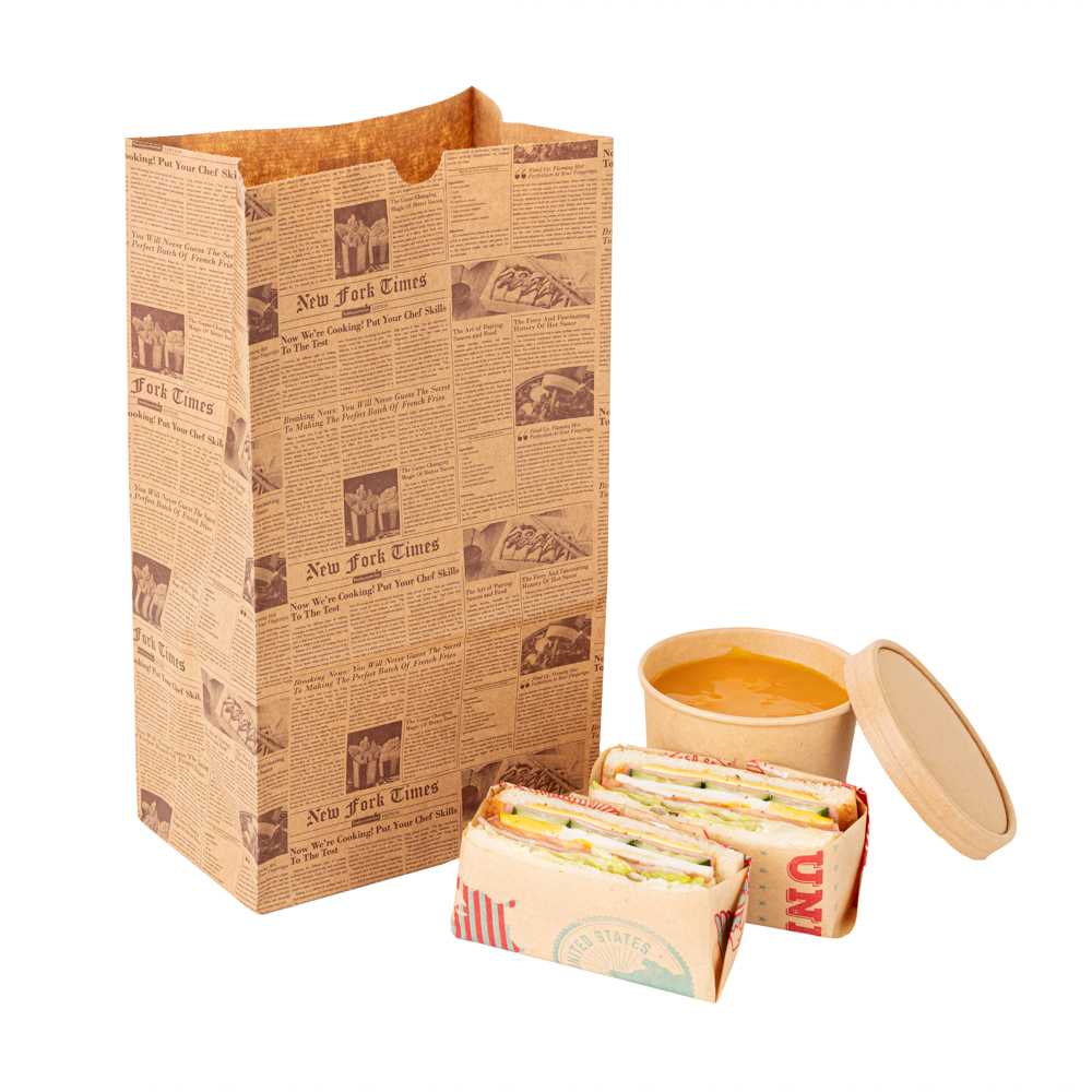 Bag Tek Kraft Newsprint Paper Bag - 12 lb - 7" x 4 1/4" x 12 1/2" - 1000 count box