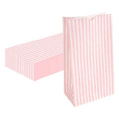 Bag Tek Pink and White Stripe Paper Bag - 12 lb - 7