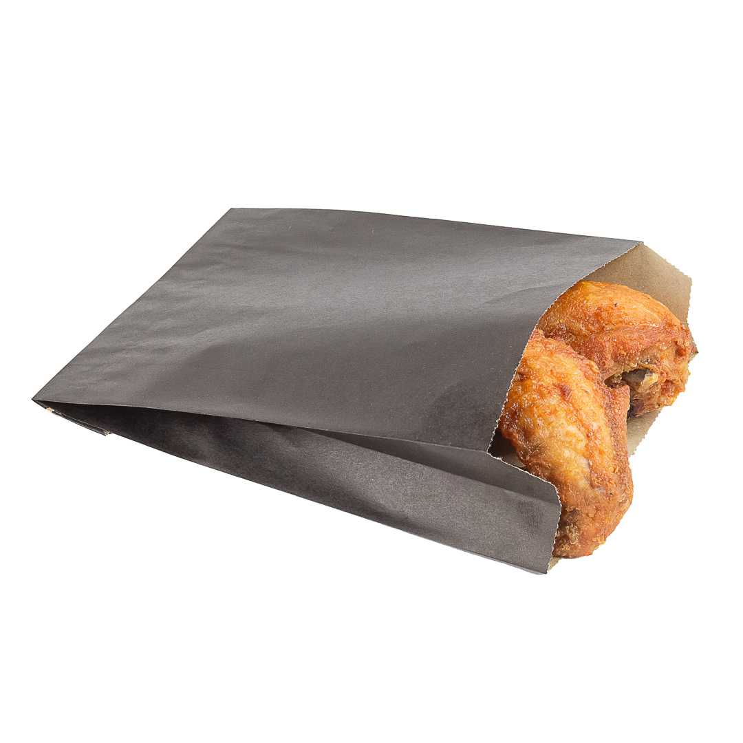 Bag Tek Black Paper French Fry / Snack Bag - 4 1/4" x 1 1/2" x 6 1/4" - 4000 count box