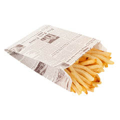 Bag Tek Sepia Newsprint Paper French Fry / Snack Bag - 4 1/4
