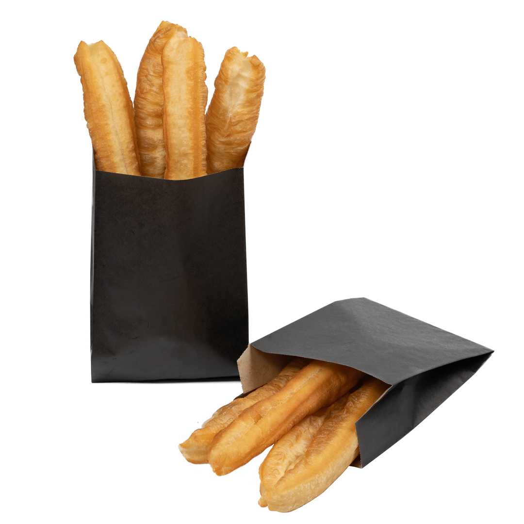 Bag Tek Black Paper French Fry / Snack Bag - 5" x 3" x 8 3/4" - 4000 count box