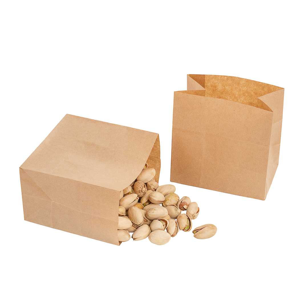 Bag Tek Kraft Paper Small Snack Bag - 4" x 2 1/4" x 3 3/4" - 4000 count box