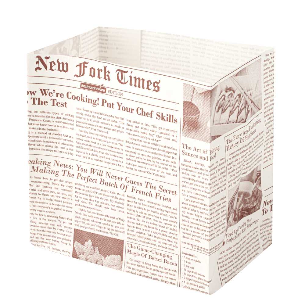 Bag Tek Sepia Newsprint Paper Small Snack Bag - 4" x 2 1/4" x 3 3/4" - 4000 count box